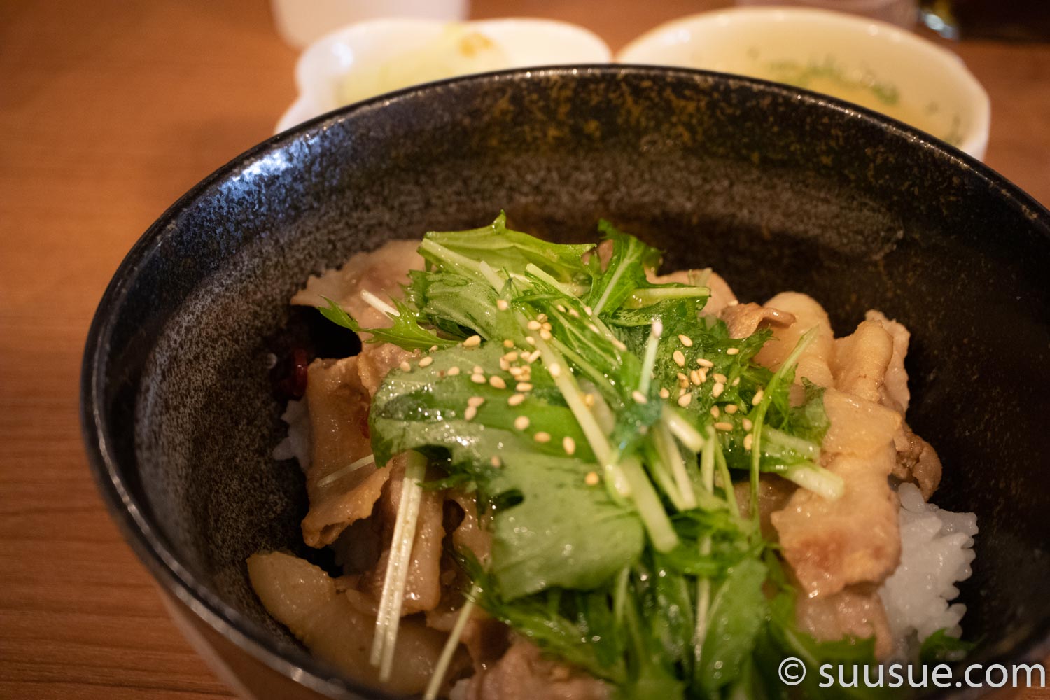 豚と水菜の味噌焼き丼