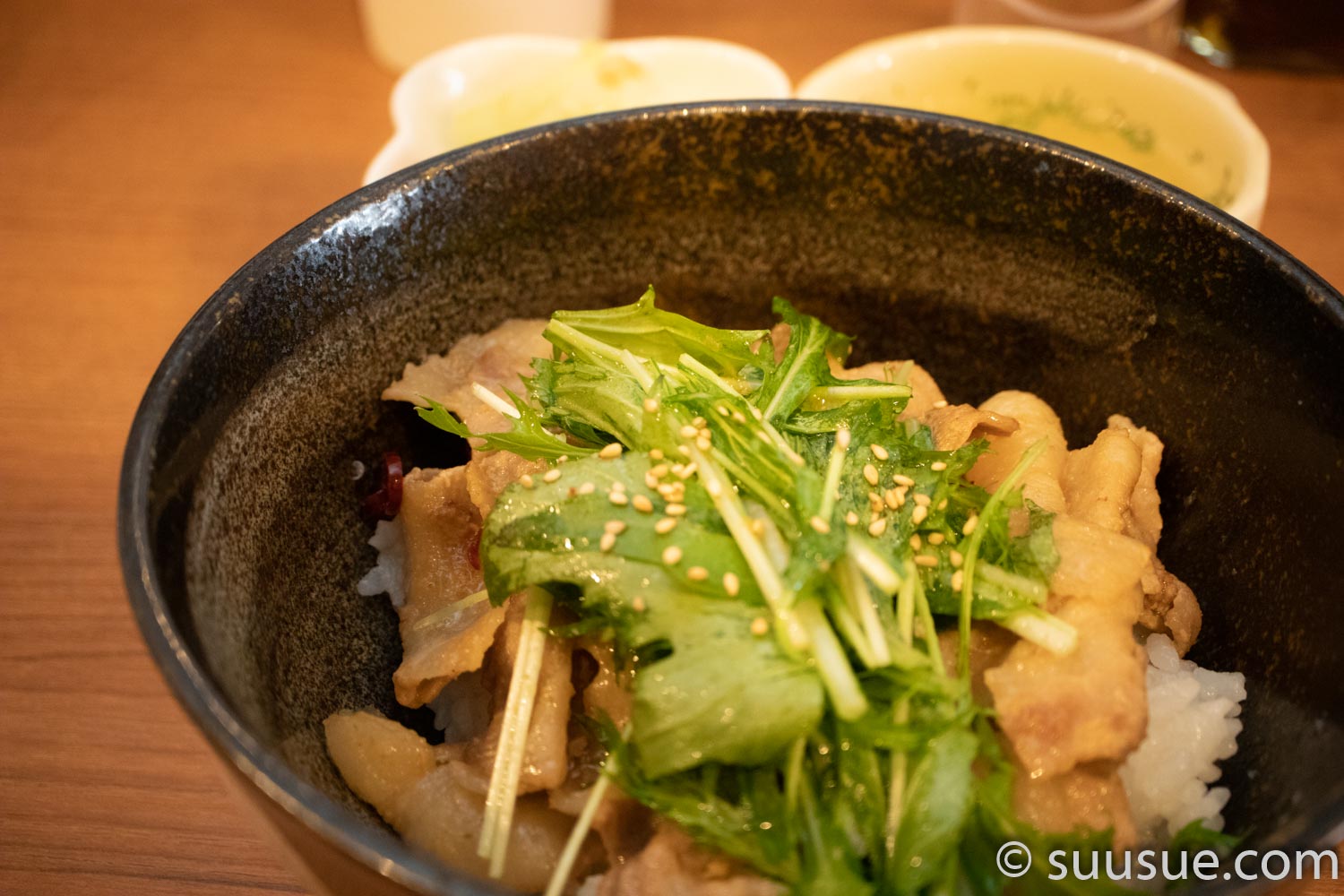 豚と水菜の味噌焼き丼