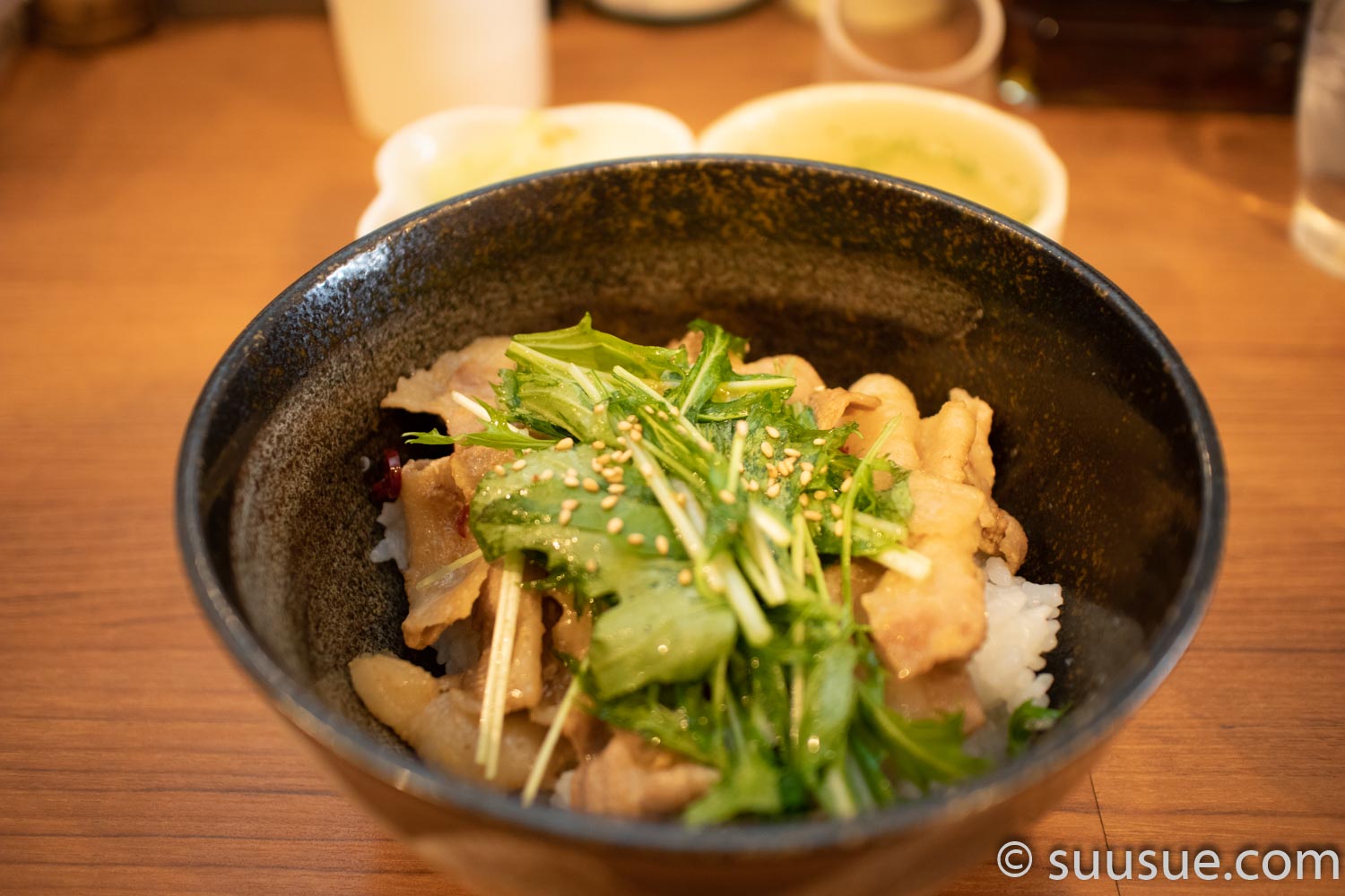 豚と水菜の味噌焼き丼