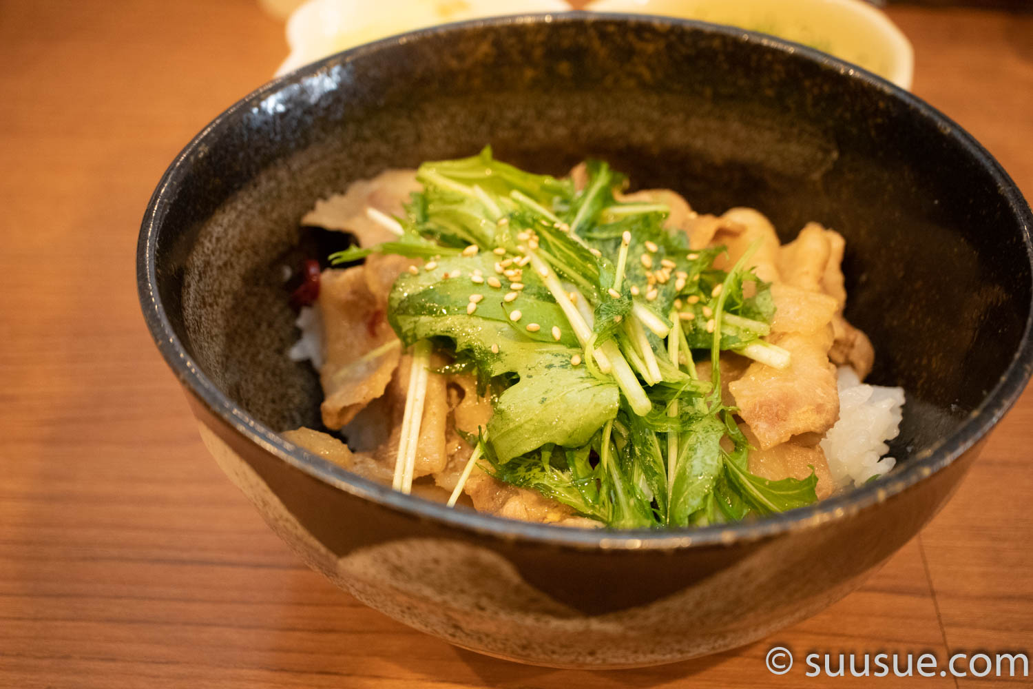 豚と水菜の味噌焼き丼